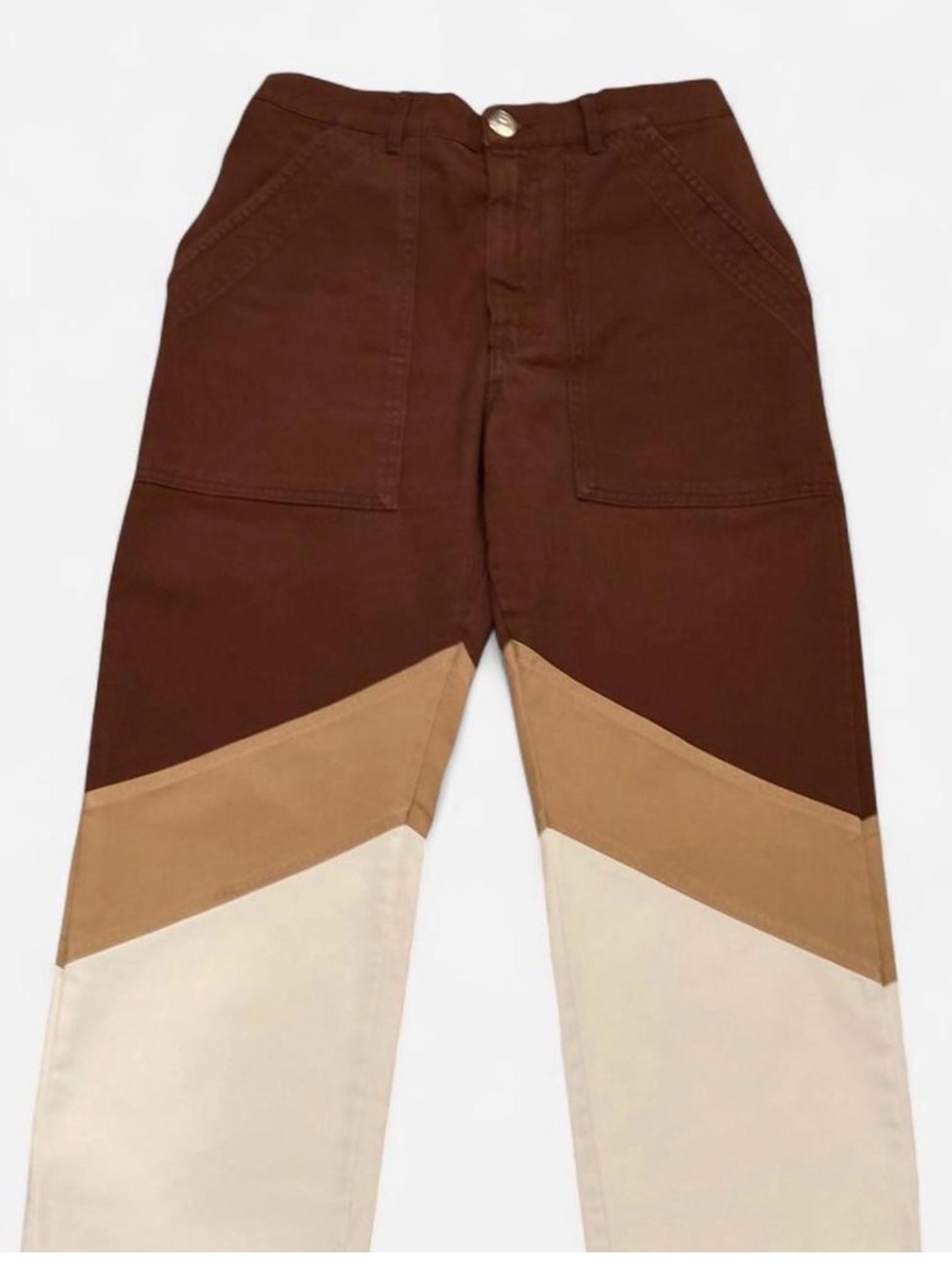 Big Bud Press Mid-Rise Work Pants Cargo XXS Drop Pocket Brown Stripe Elastic